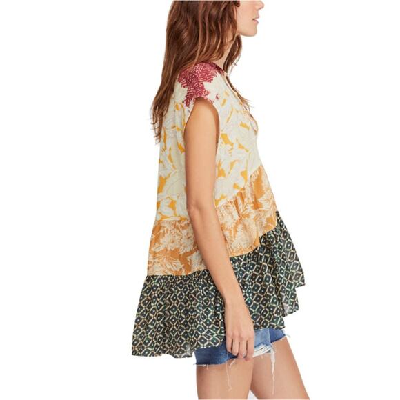 free people Tops - Free People Women's M Gotta Have You Tunic Top Yellow Floral